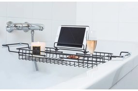 Čierny kovový nastaviteľný držiak na vaňu PT LIVING Tub, 61 - 86 cm