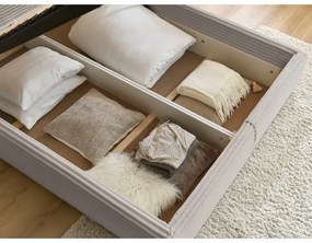 Béžová čalúnená dvojlôžková posteľ s úložným priestorom a roštom 160x200 cm Jade – Bobochic Paris