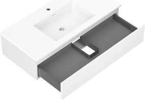 Mexen Orio, kúpeľňová skrinka 100 cm s umývadlom Otis, 1 zásuvka, biela matná, 91A10-10023-1-BF01-W18M01