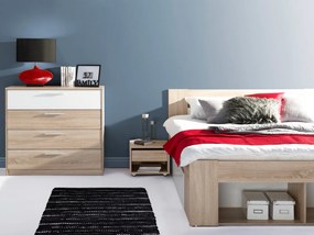 Manželská posteľ 140 cm Melinne 08 (dub sonoma 3D + biela) (s úl. priestorom a noč. stolíkmi). Akcia -21%. Vlastná spoľahlivá doprava až k Vám domov. 1068191
