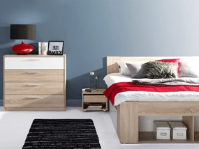 Manželská posteľ 160 cm Melinne 09 (dub sonoma 3D + biela) (s úl. priestorom a noč. stolíkmi). Vlastná spoľahlivá doprava až k Vám domov. 1068192