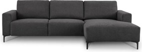Antracitová ženilková rohová pohovka (pravý roh/s leňoškou) Fabian – Scandic