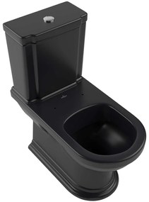 VILLEROY &amp; BOCH Hommage WC misa kombi s hlbokým splachovaním, zadný odpad, 370 x 725 mm, Pure Black, s povrchom CeramicPlus, 666210R7