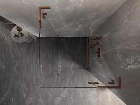 Mexen Lunar L, 1-krídlový sprchový kút, pravý, 100 x 100 cm, 8mm číre sklo, ružové zlato profil, 834L-100-100-60-00-P