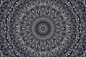 Tapeta Mandala vo vintage štýle v čiernobielom - 450x300