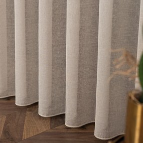 Prírodná béžová záclona PETRA v prirodzenom vzhľade ukončená olovkom  - šité na mieru