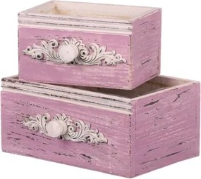 Obal na kvetináč (2 ks) tvar šuplík, vintage lila%