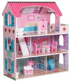 Lean Toys Drevený farebný domček pre bábiky – Villa Bianka 70 cm