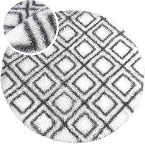 TZ Biely okrúhly vzorovaný koberec shaggy Decor Cube Rozmer: 140 cm