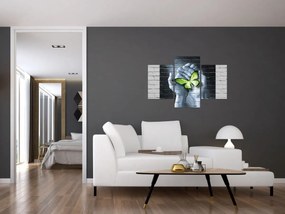 Obraz - Zelený motýľ v stene (90x60 cm)