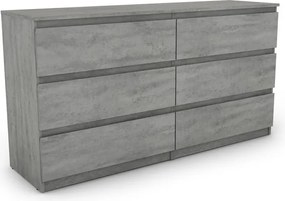 Široká komoda Carlos, šedý betón, 150 cm