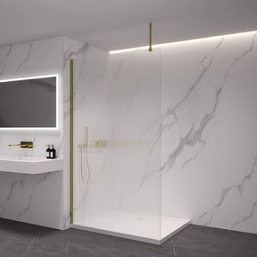 CERANO - Sprchová zástena Walk-in Onyx Top L/P - guľatá vzpera - zlatá kartáčovaná, ryhované sklo - 100x200 cm, CER-CER-8050BD1593