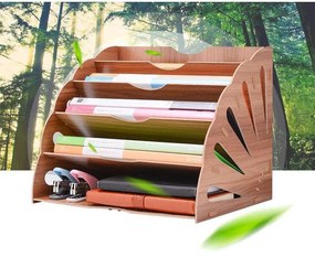 DIY kancelársky zásobník na dokumenty, organizér na dokumenty A4 5 priehradiek zelený 2402