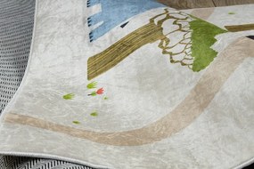 Detský koberec protišmykový BAMBINO 50230 Zoo, béžový / zelený