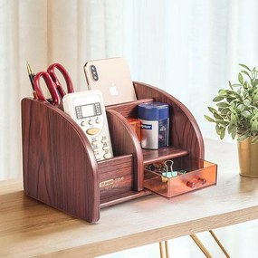 Stojan na perá so 3 priehradkami a 1 zásuvkou tmavé drevo