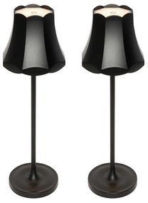 Sada 2 retro stolných lámp čiernych nabíjateľných IP44 - Granny