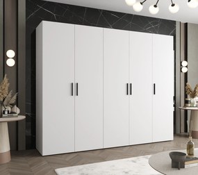 Šatníková skriňa 250 cm Borry 1 (biela + čierna). Akcia -20%. Vlastná spoľahlivá doprava až k Vám domov. 1125780