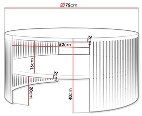Konferenčný stolík FIKOLI 40x75 cm čierna/biela