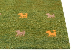 Vlnený koberec gabbeh 140 x 200 cm zelený YULAFI Beliani