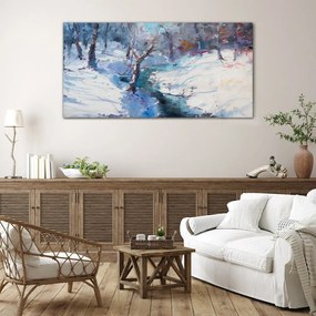 Skleneny obraz Zimný lesné maľovanie