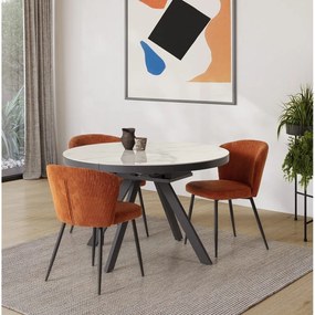 Okrúhly rozkladací jedálenský stôl s prídavnou doskou s keramickou doskou ø 120 cm Bela – Marckeric