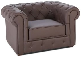 Kožená sedacia súprava Chesterfield 3 + 2 + 1, tm. hnedá