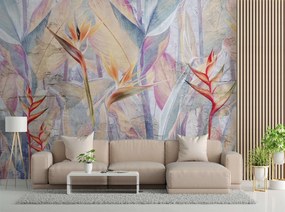 Gario Fototapeta Pastelové farebné listy na pozadí imitujúcom betón Materiál: Vliesová, Rozmery: 400 x 280 cm