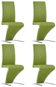 Jedálenské stoličky cikcakový tvar 4 ks zelené umelá koža