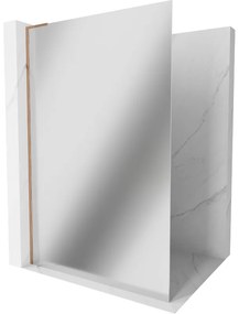 Mexen Kioto L, sprchová zástena Walk-In 90 x 200 cm, 8mm sklo vzor zrkadlo, ružové zlato profil, 800-090-103-60-50