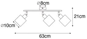Oceľové stropné bodové svetlo s bielym tienidlom 3-žiarovkové nastaviteľné - Hetta