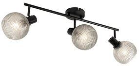 Dizajnové bodové svetlo čierne s dymovým sklom 3-svetlo - Chico