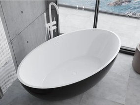 Mexen Nike, voľne stojaca vaňa 175 x 100 cm, biela-čierna, biely prepad, 54071751075-20