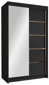 Šatníková skriňa so zrkadlom Menny III 100, Farby: biely / čierny