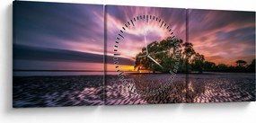 Obraz stromu na pláži (s hodinami) (90x30 cm)