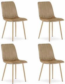 Set štyroch jedálenských stoličiek LAVA zamatové hnedé / drevené nohy (4 ks)