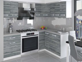 Kuchynská linka Belini 300 cm šedý antracit Glamour Wood s pracovnou doskou Armin3  TOR ARMIN3/1/WT/GW1/0/U