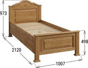 Dubová jednolôžková posteľ s oblúkom CA, 80/90 x 200 cm 90 cm