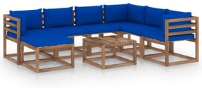 8-dielna záhradná sedacia súprava s podložkami modrá