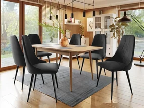 Rozkladací stôl Vidariko 140x80 so 6 kreslami ST91 02, Farby: čierna, Potah: Magic Velvet 2258