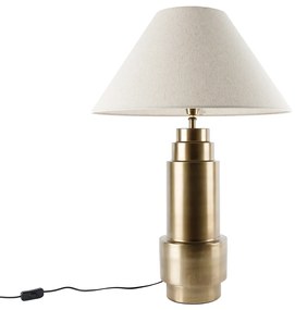 Stolná lampa bronzová s tienidlom z látky béžová 55 cm - Bruut