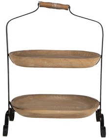 Drevený 2-poschodový oválny etažér Devra  - 38*21*50 cm