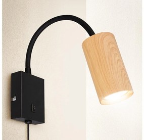 Brilagi - Flexibilná nástenná lampa SELE 1xGU10/30W/230V čierna/dekor duba BG1380