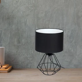 Stolná lampa Colin, 1x čierne textilné tienidlo, b