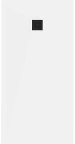 Mexen Stone+, obdĺžniková vanička z minerálneho kompozitu 200 x 90 cm, biela, čierna krytka, 44109020-B