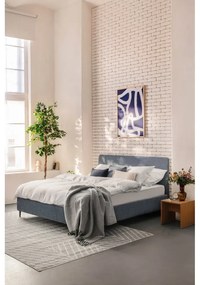 Modrá čalúnená dvojlôžková posteľ s roštom 160x200 cm Noira Slim – Bonami Selection