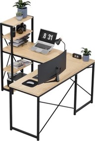 Rohový pracovný stôl s policami Leader 5.9 Dub Craft / čierny