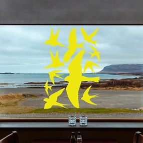 Veselá Stena Samolepka Vtáci Farba: žltá, Veľkosť: 100 x 70 cm