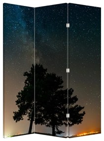Paraván - Nočná obloha so stromami (126x170 cm)