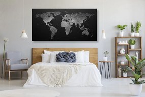 Obraz na korku mapa sveta s nádherným čiernobielym detailom