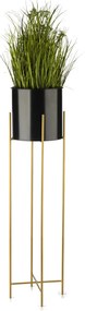 KOVOVÝ KVETINÁČ SO STOJANOM GLAMOUR 95X24 CM ČIERNA/ZLATÁ